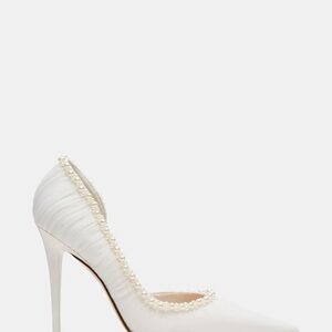 Steve Madden White Pearl-Embellished Heels
